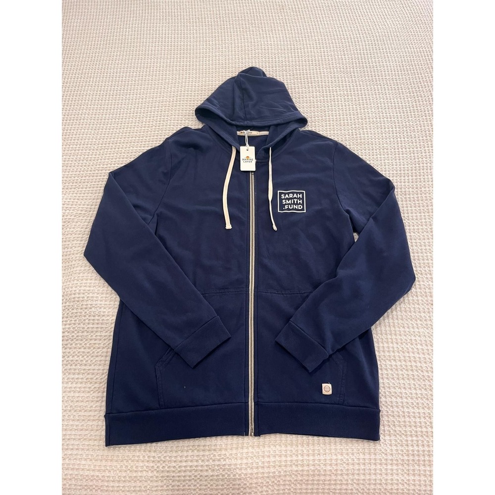 Marine Layer Full Zip Afternoon Hoodie Blue Long Sleeve Medium NWT